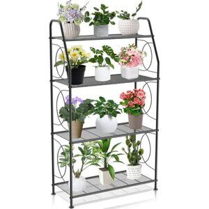 New 4 Tier Plant Stand, Heavy Duty Metal Shelf Rack for Home & Garden Decor